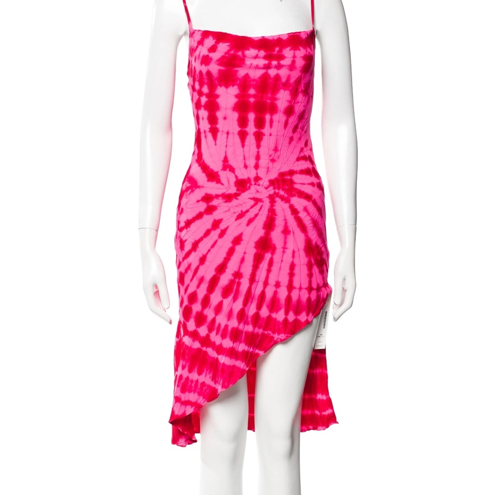 Amanda Uprichard Pink Tie-Dye Asymmetrical Dress